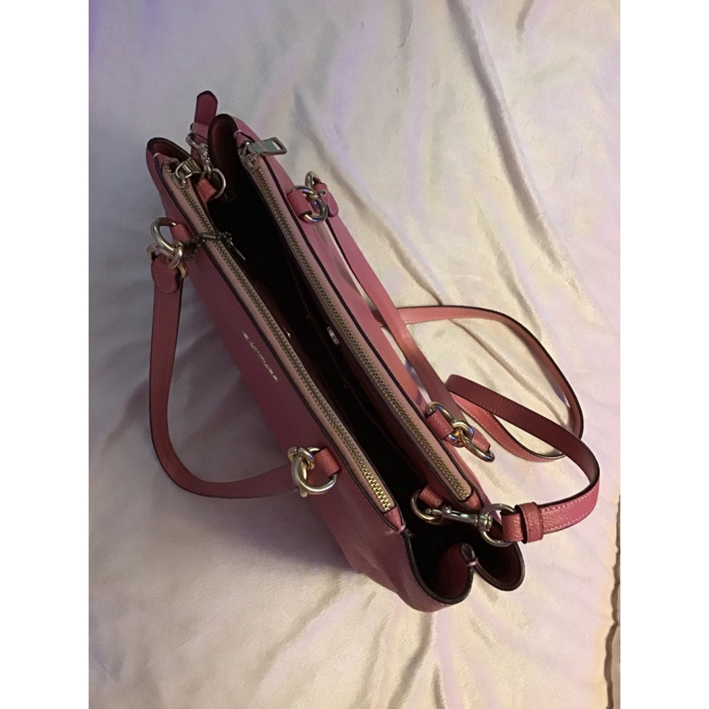 Women's Coach Rose Glitter Pink Leather Satchel Handbag Crossbody with Cloth Bag - Picture 11 of 16